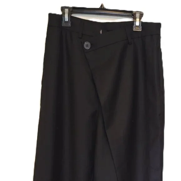 Commense | Pants & Jumpsuits | Commense Womens Black Asymmetrical Layer  Button Wide Leg Dress Pants Size S